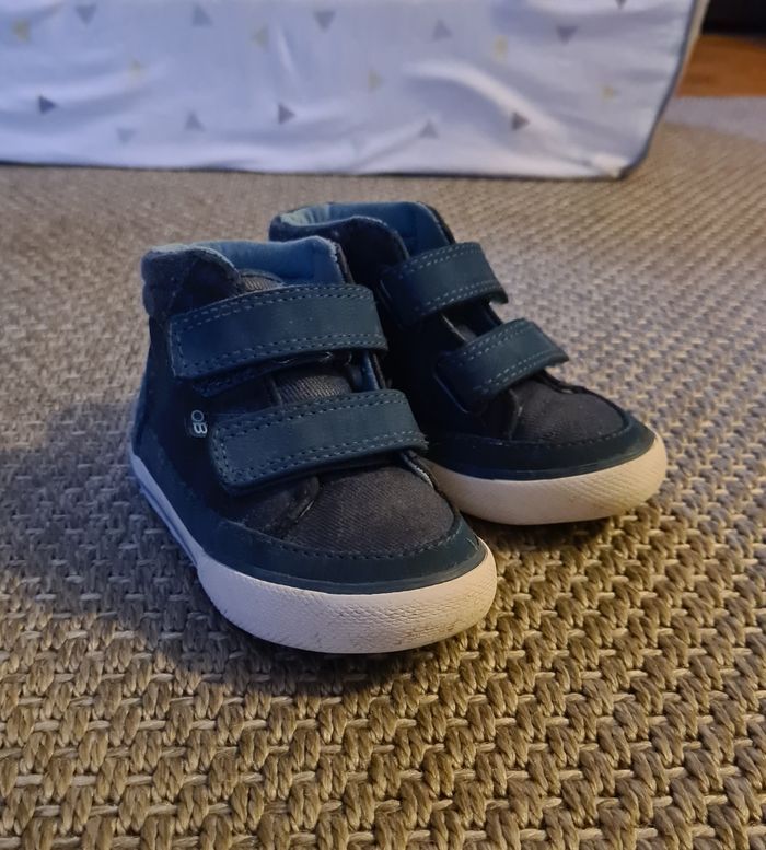 Chaussures montantes tissu à scratchs bleu - T 22 - photo numéro 2