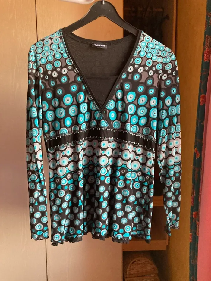 Superbe blouse longues manches TAIFUN jamais portée doublée dessins Vintage