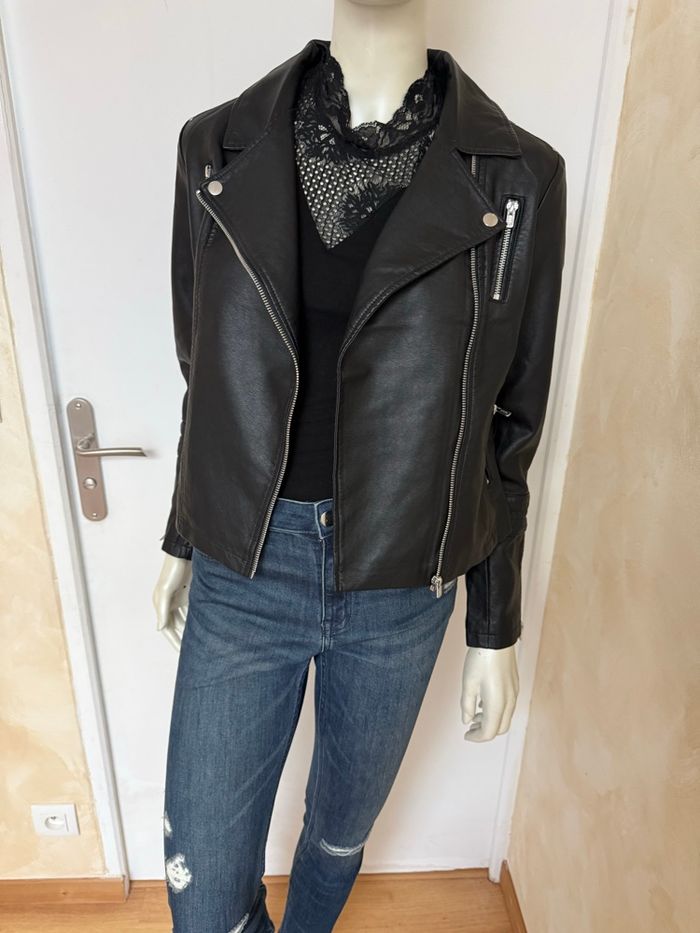 Veste biker ONLY – Taille 38 / M– Neuf avec étiquette – Noir - photo numéro 3
