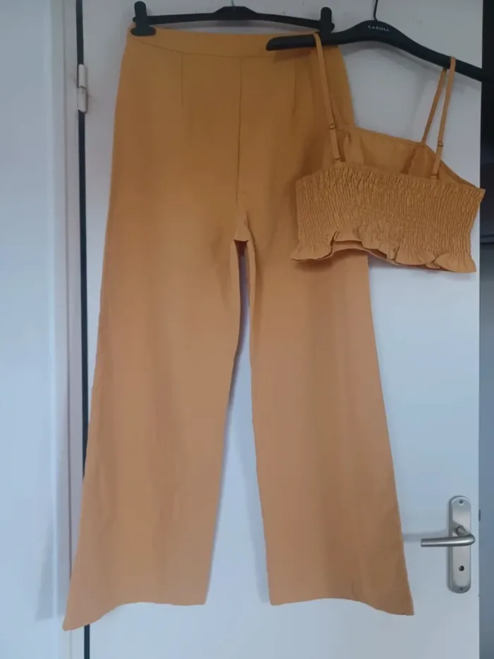 Ensemble pantalon et top jaune moutard shein - photo numéro 2