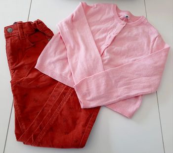 Pantalon velours fille et boléro rose 6 ans #lora11fille6ans