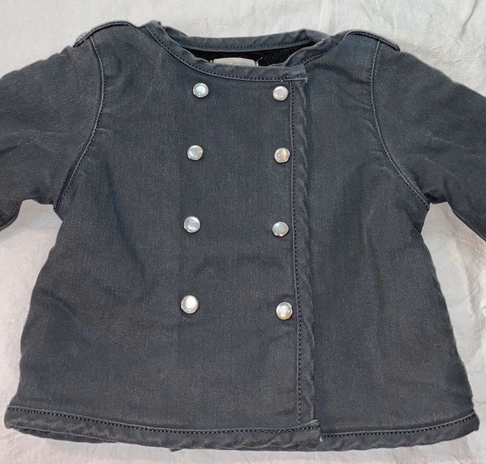 veste en jeans doublée polaire Louis Louise 6 mois - photo numéro 2