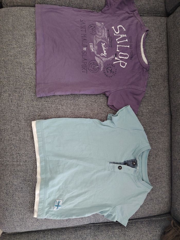 Lot 2 t-shirt, 3 ans, Verbaudet violet et In Extenso bleu - photo numéro 2