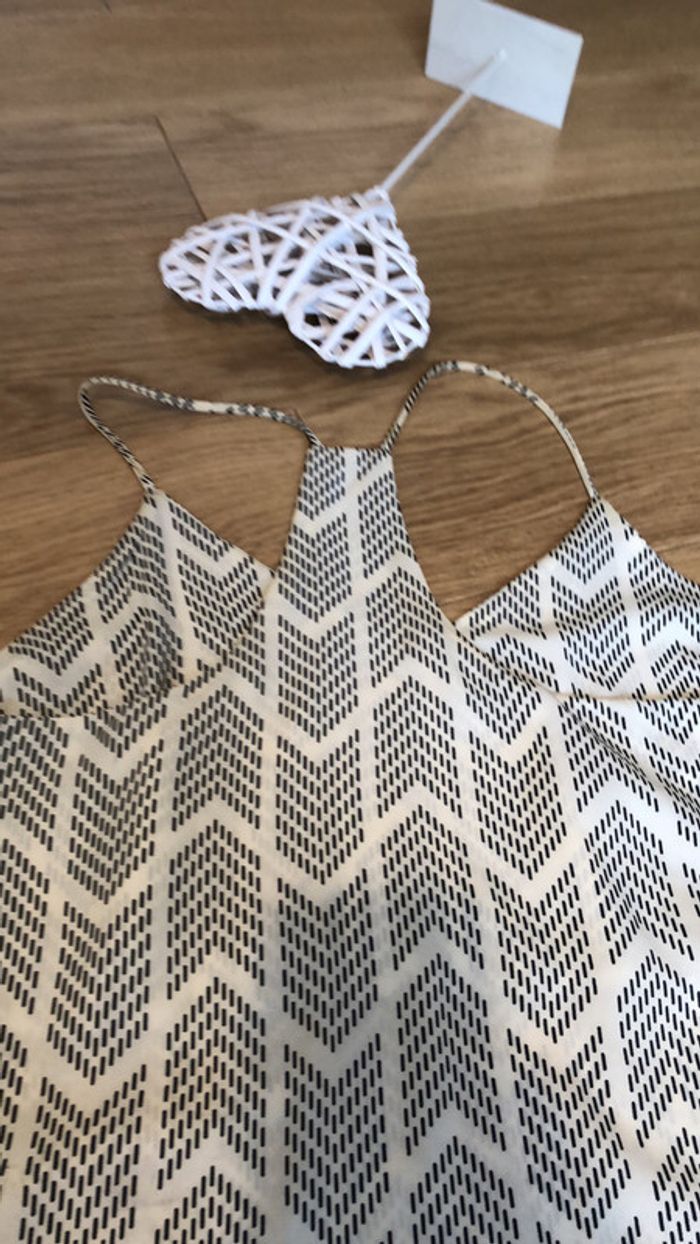 Caraco imprimé crème et noir motifs géométriques taille M - photo numéro 7