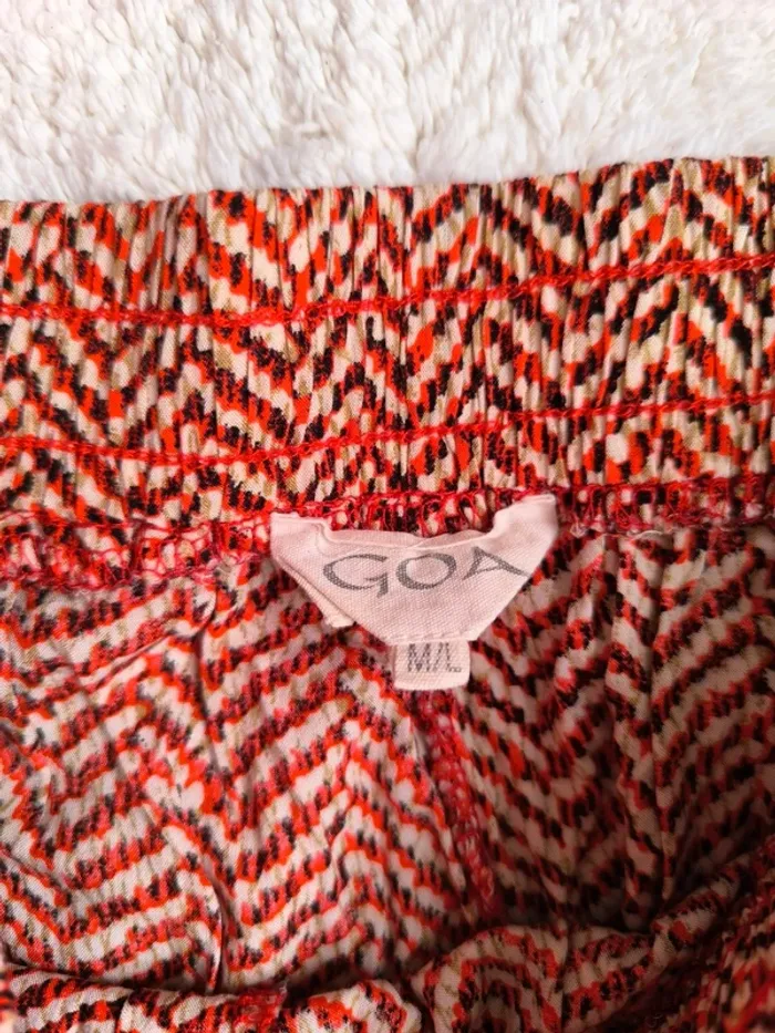 🍂 Pantalon fluide GOA taille M/L – Imprimé chevrons rouge, bordeaux & noir - photo numéro 2