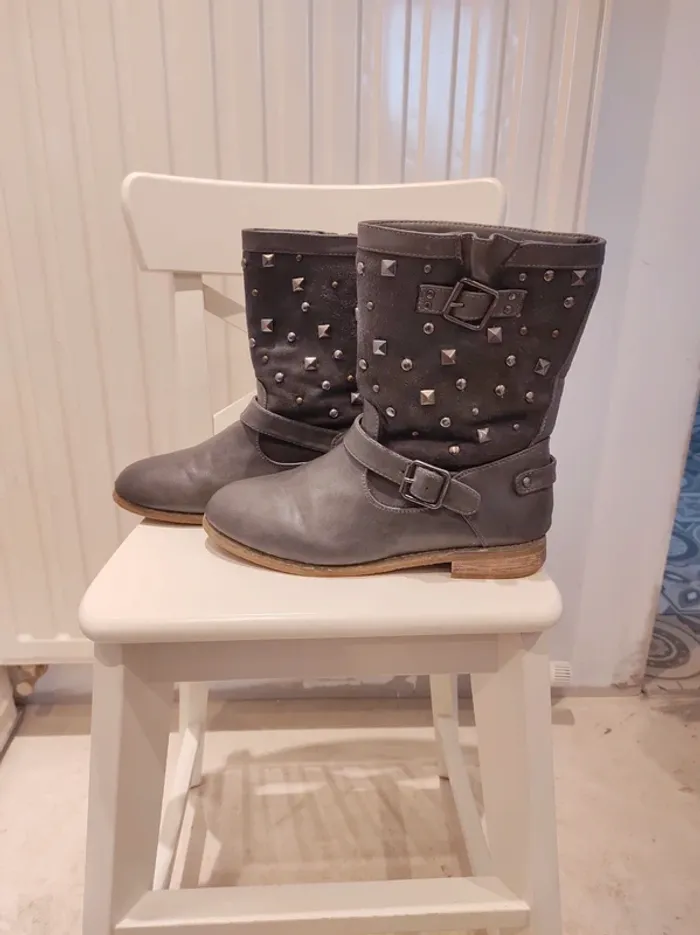 Bottines femme T37 grises - photo numéro 2