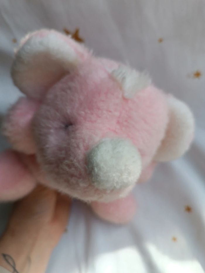 Petite peluche small doudou plush éléphant souris mouse rose pink ajena vintage vtg boulgom hochet - photo numéro 12