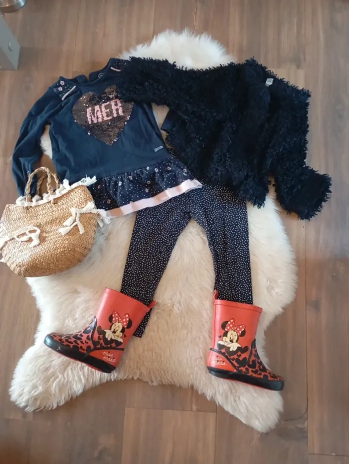 Gros Lot fille rentree 18/24 mois 💖 t-shirt terre de marin legging lupilu boléro idexe bottes Disney