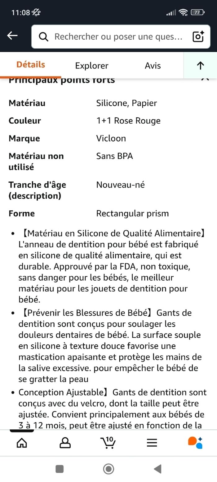 Gants et anneau de dentition pour bébé Vicloon - photo numéro 9