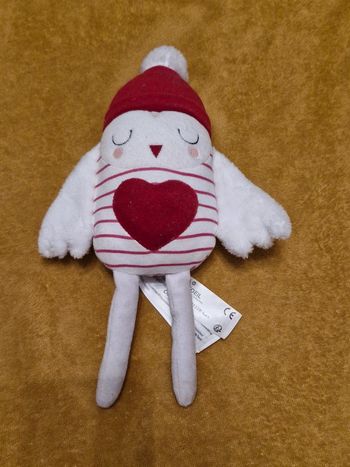 Peluche chouette cœur rouge