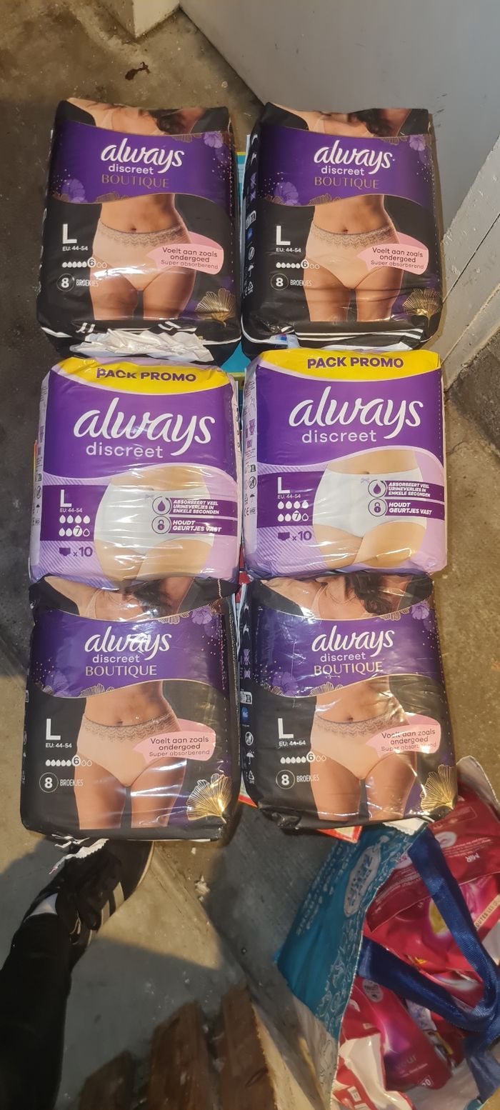 6 paquets Culottes fuites urinaires always taille L