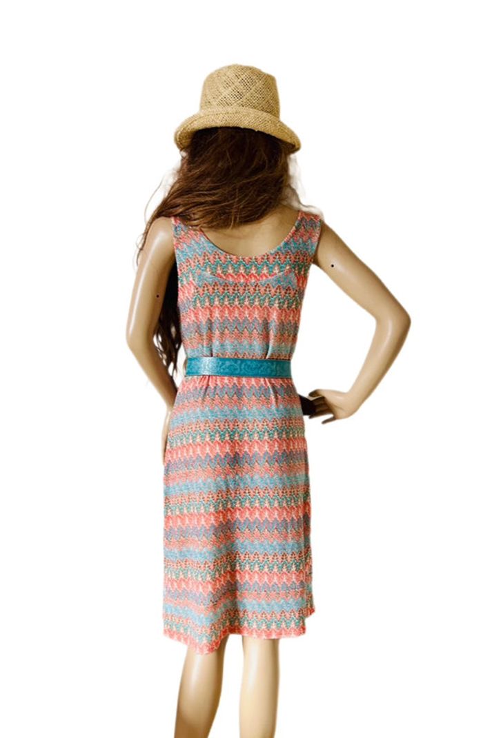 🧡🌞Robe vintage lurex hippie chic retro funky soul summer dress🌞🩵 - photo numéro 11