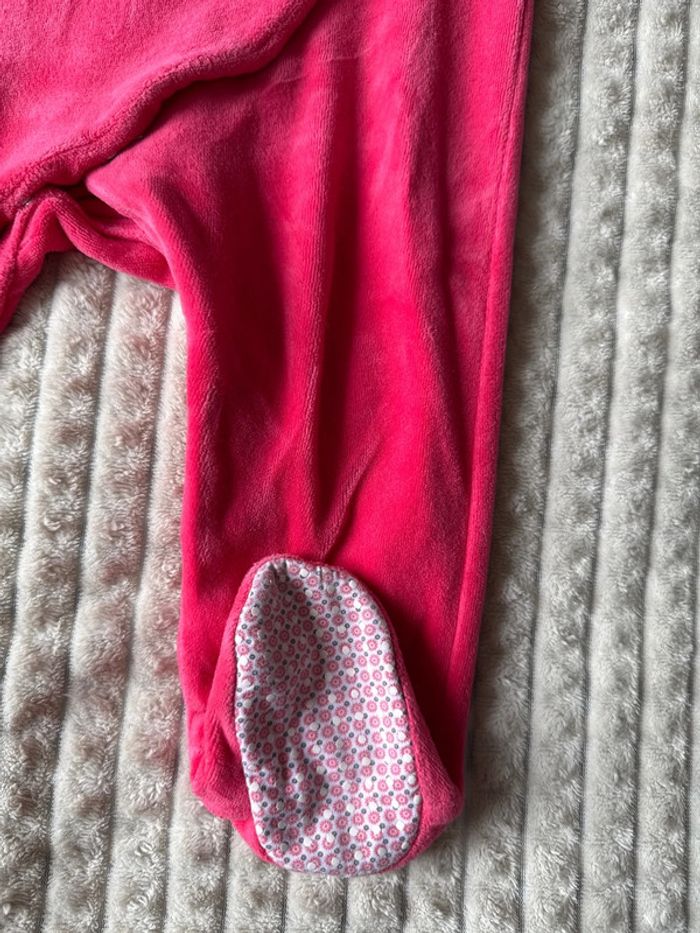 Pyjama obaibi 18 mois fille rose avec ouverture devant et joli col - photo numéro 3