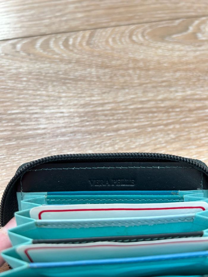 Porte cartes portefeuille neuf bleu turquoise verra pelle italy - photo numéro 4