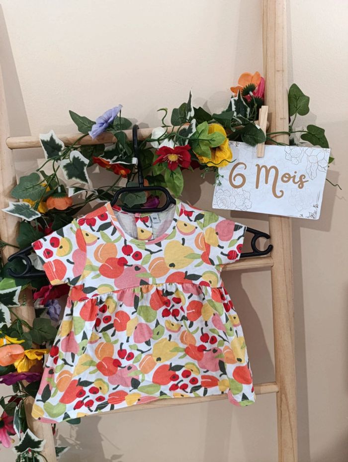 Tunique 6mois fille motif fruit