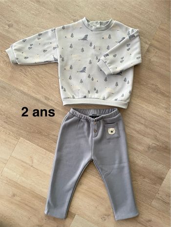 Ensemble Mixte Molletonné Sweat Motif Phoque et Pantalon Motif Ours Bleu Kiabi 2 ans = 92 cm