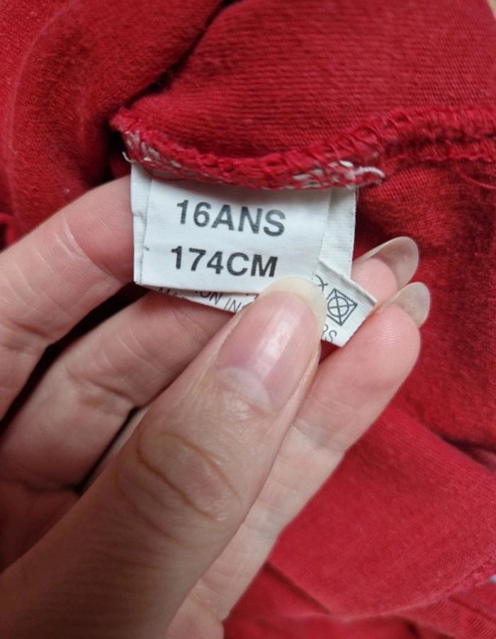 Haut a manche longue rouge ddp garçon 16 ans - photo numéro 6