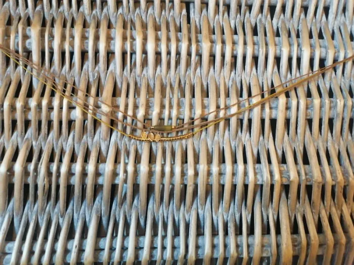 Collier multi rang vert doré feuille - photo numéro 5