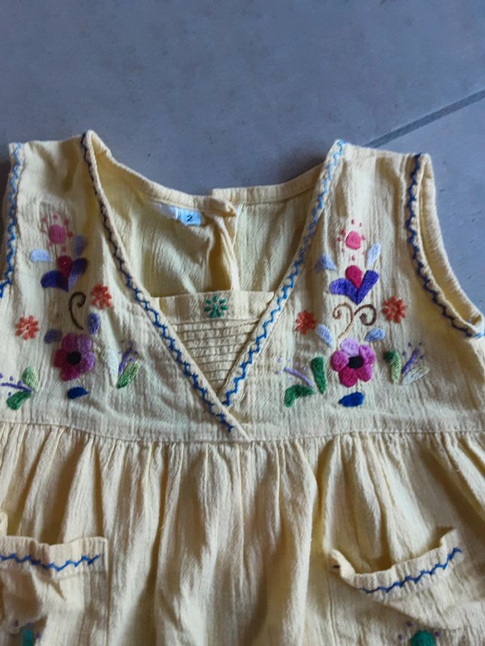 Robe tunique brodé fleurs T. 2 ans - photo numéro 3