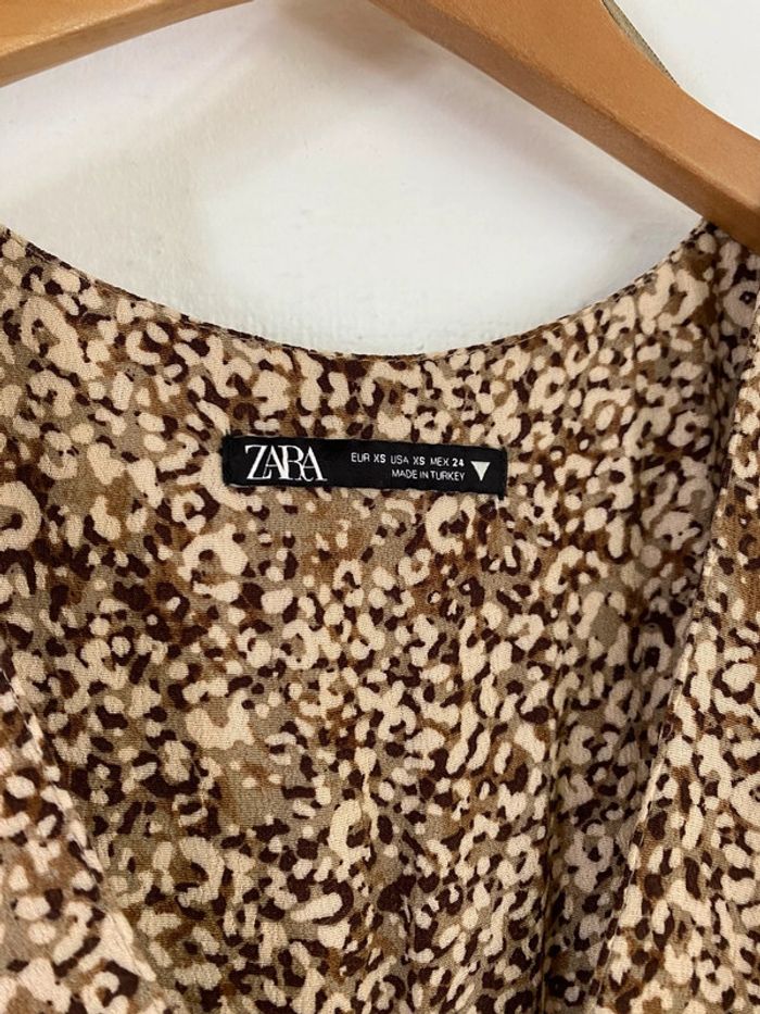 Robe Zara marron beige avec epaulettes taille XS - photo numéro 4