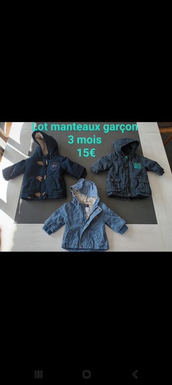 Lot 3 manteaux garçon 3 mois