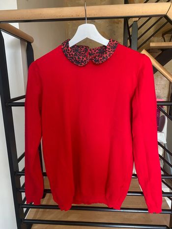 Pull léger rouge col Claudine