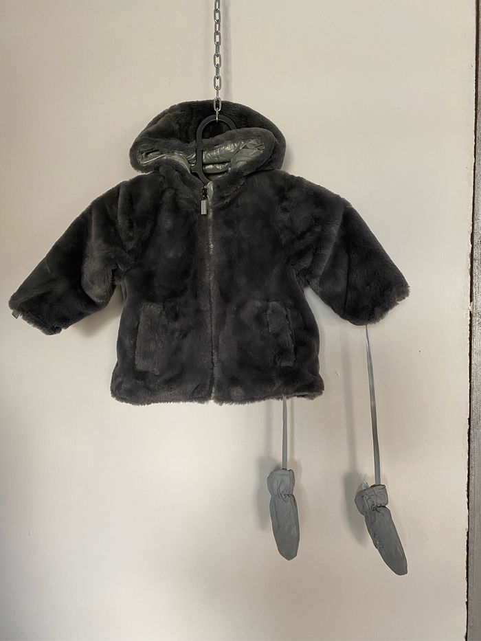 Manteau réversible argenté et fourrure synthétique - photo numéro 6