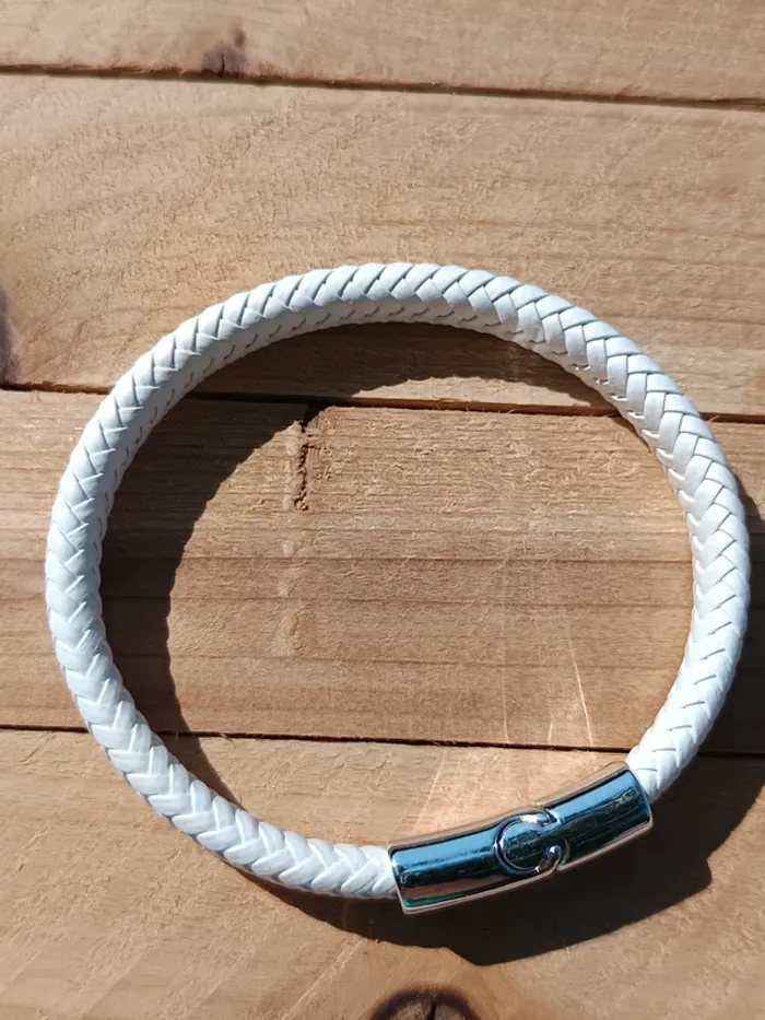 Bracelet cuir blanc pour homme - photo numéro 4