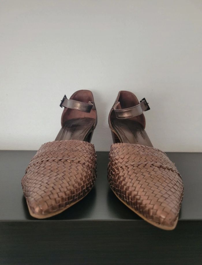 Escarpins tressés marron métallisé bronze Brenda Zaro