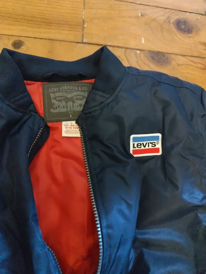Veste bombers matelassée Levi's 12/13 ans 158 cm bleu marine - photo numéro 2