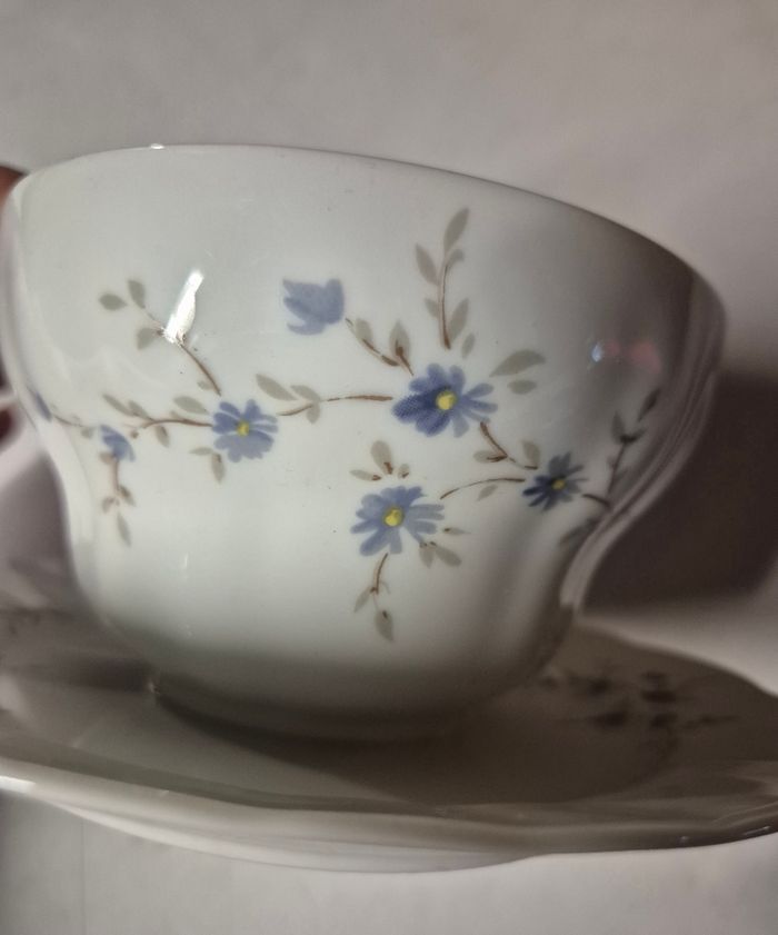Sauciere porcelaine blanche fleurie bleu bol à sauce avec soucoupe winterling markletheuthen bavaria - photo numéro 3