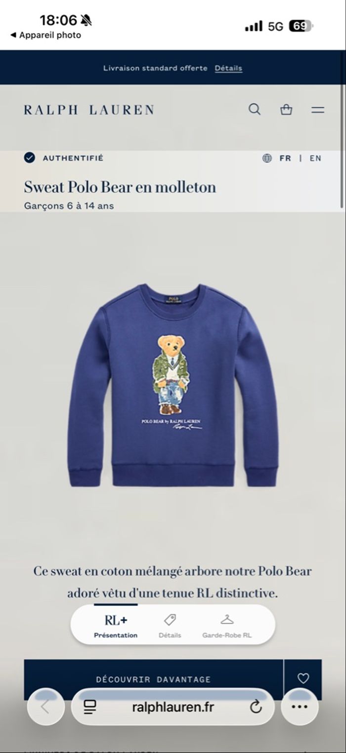 Sweat Bear Ralph Lauren / XS-Femme - photo numéro 6