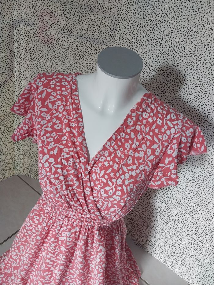 Robe fleurie rose/blanc – Taille XL - photo numéro 9