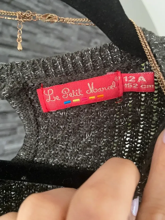 🩶🎀Sublime Robe pull  “Le Petit Marcel” Longue manche fille – Look cosy chic🎀🩶 - photo numéro 6