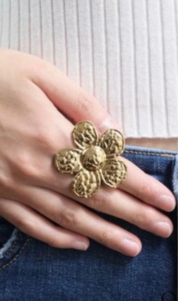 Bague fleur en acier inoxydable