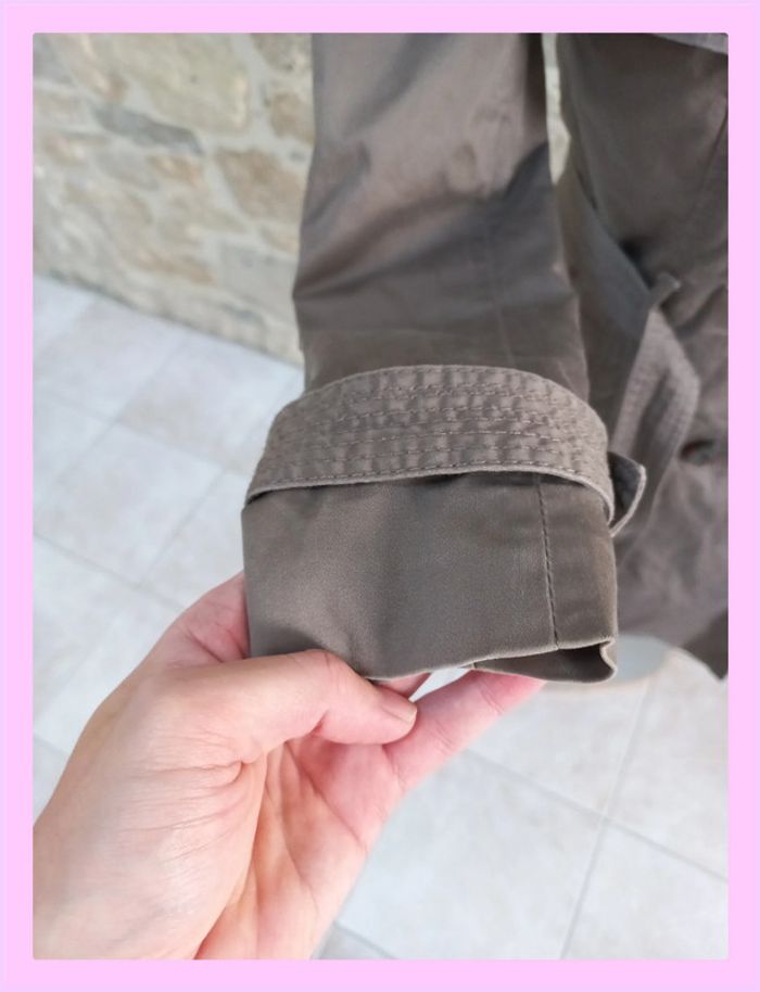 Trench-coat court Piazza Italia gris/taupe cintré - Taille S - Style chic décontracté - photo numéro 10