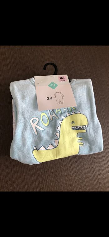 Lot de 2 pyjamas en velours garçon pieds antidérapant 23 mois