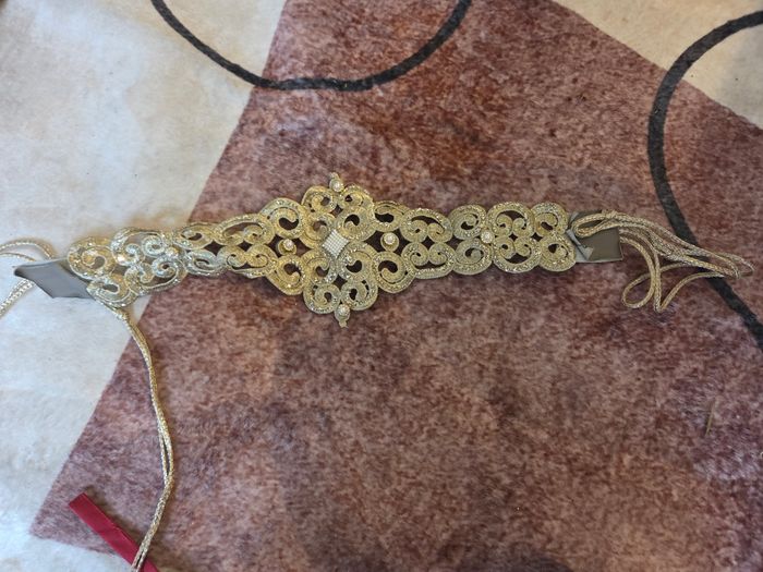 Ensemble caftan robe et kimono bordeau et doree - photo numéro 7