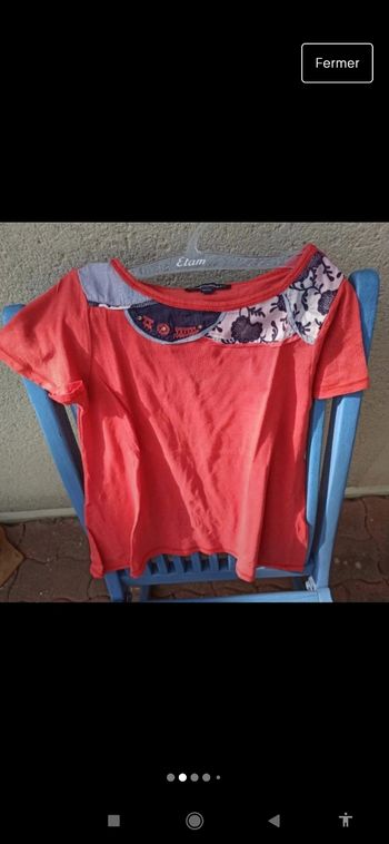 T-shirt rouge orangé jean bourget 8ans et legging assorti