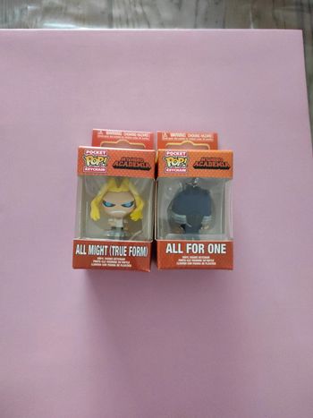lot 2 porte-clés figurine pocket pop my hero academia all might true form & all for one