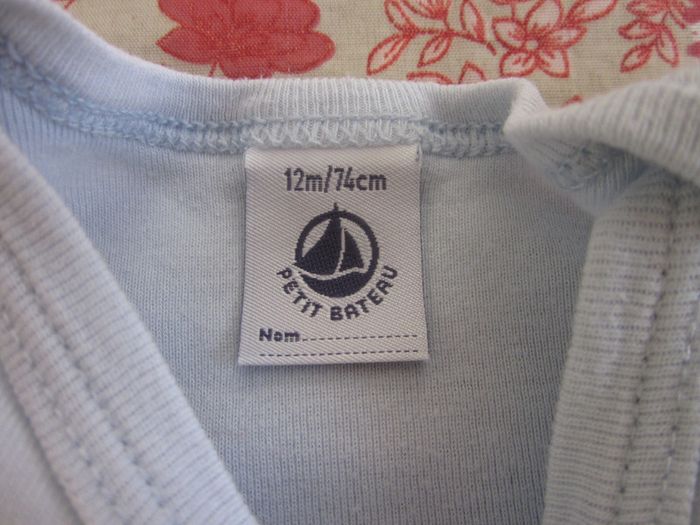 Lot de 3 Body manches courtes blanc et bleu 12 mois - photo numéro 7