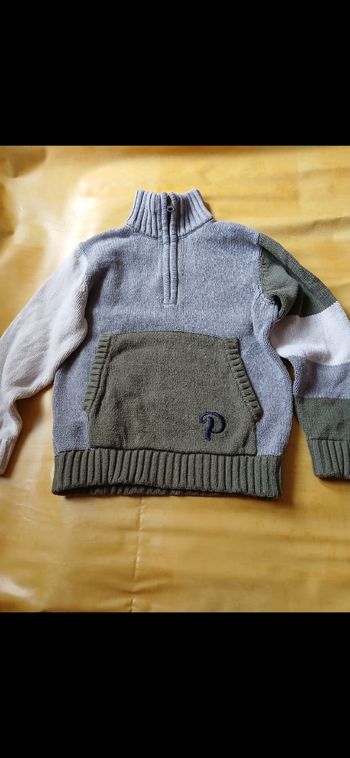 pull col haut roulée garçon trois couleurs 6 ans