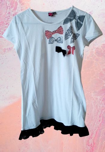 Tee-shirt blanc avec petits nœuds pour l'été fille 16 ans