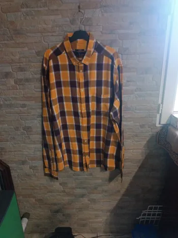 Chemise à carreaux moutarde XXL
