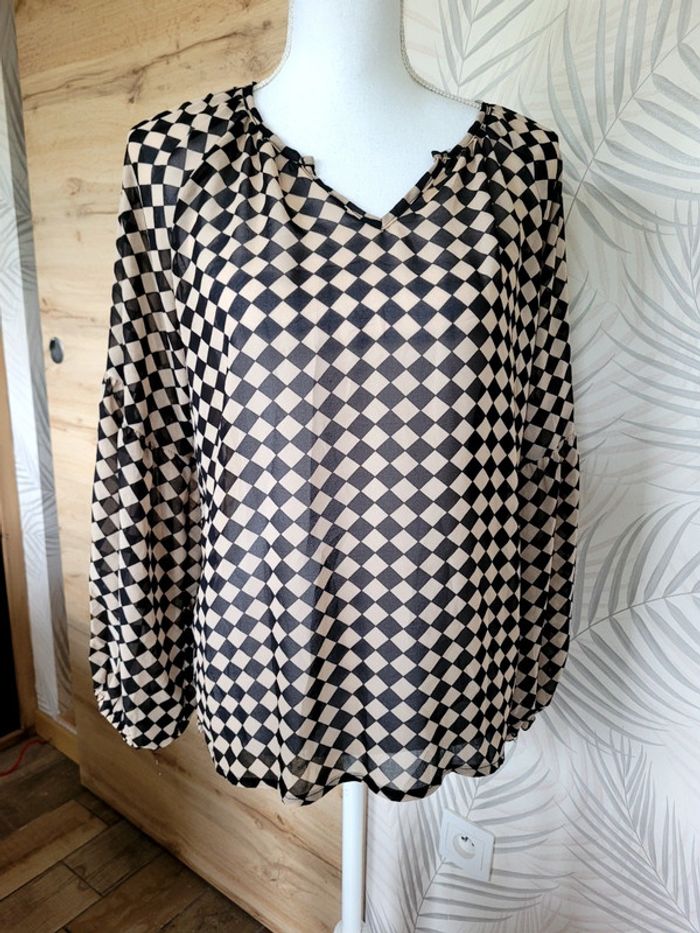 Blouse légère marron noir taille M - photo numéro 2
