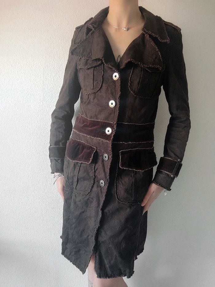 Long manteau marron y2k vintage officier/ EDC by Esprit - 38/M à 40/L - photo numéro 3