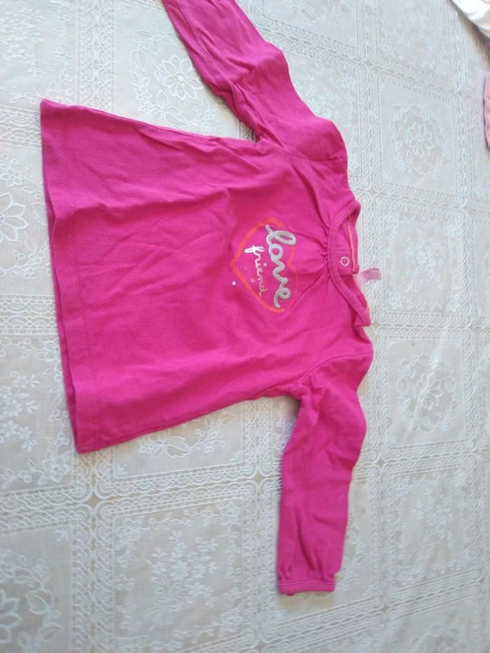 Tee-shirt rose love friend 12 mois - photo numéro 2