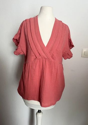 Blouse, chemisier corail, saumon taille L, 100% coton