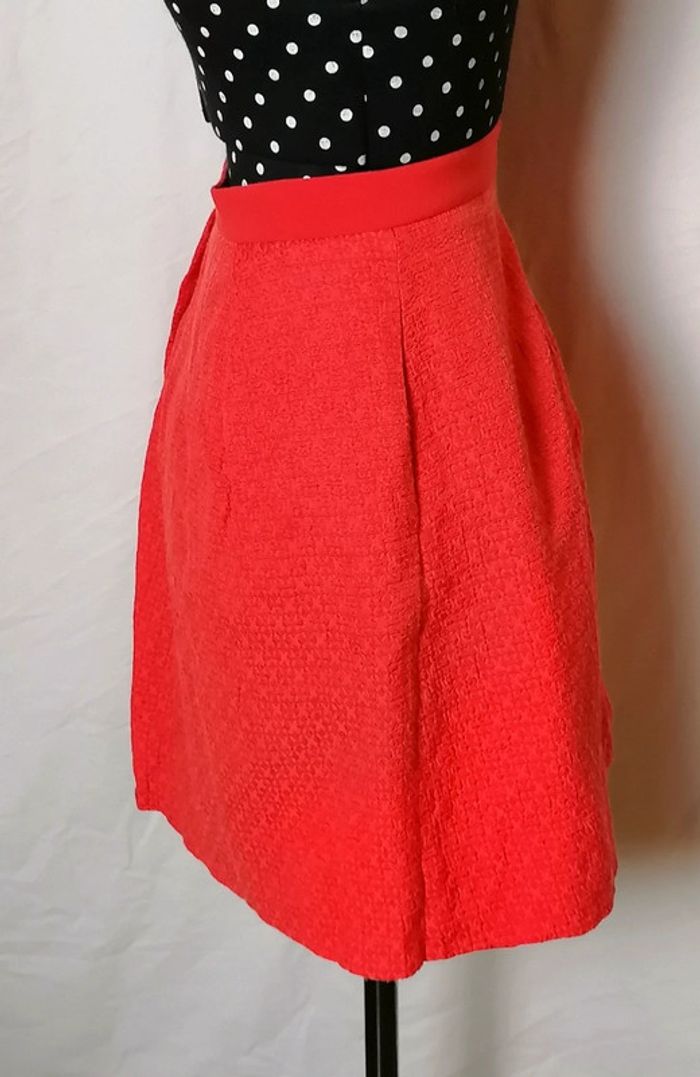 Jupe courte rouge en soie et coton taille 38 Claudie Pierlot - photo numéro 4