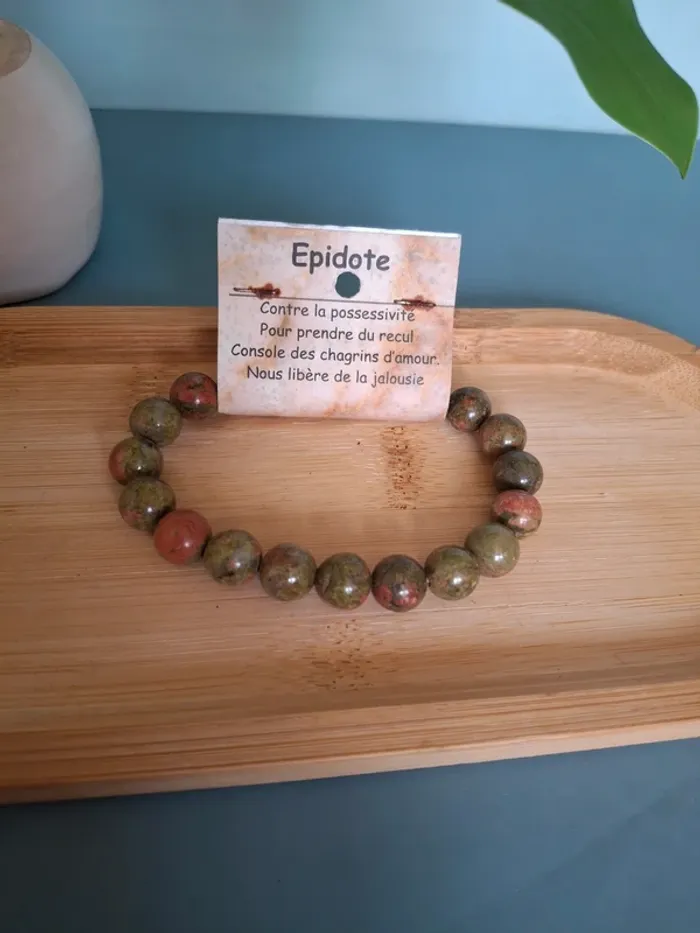 Bracelet en épidote – perles rondes naturelles - photo numéro 2